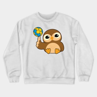 Owl as Handball player with Handball Crewneck Sweatshirt